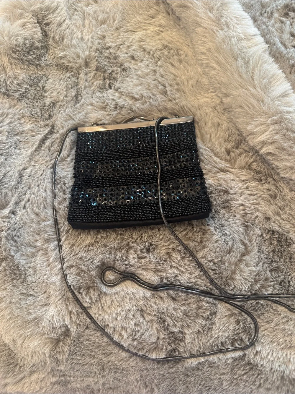 The Loft Black Sequin Beaded Evening Crossbody Bag - Elegant Women's Bag